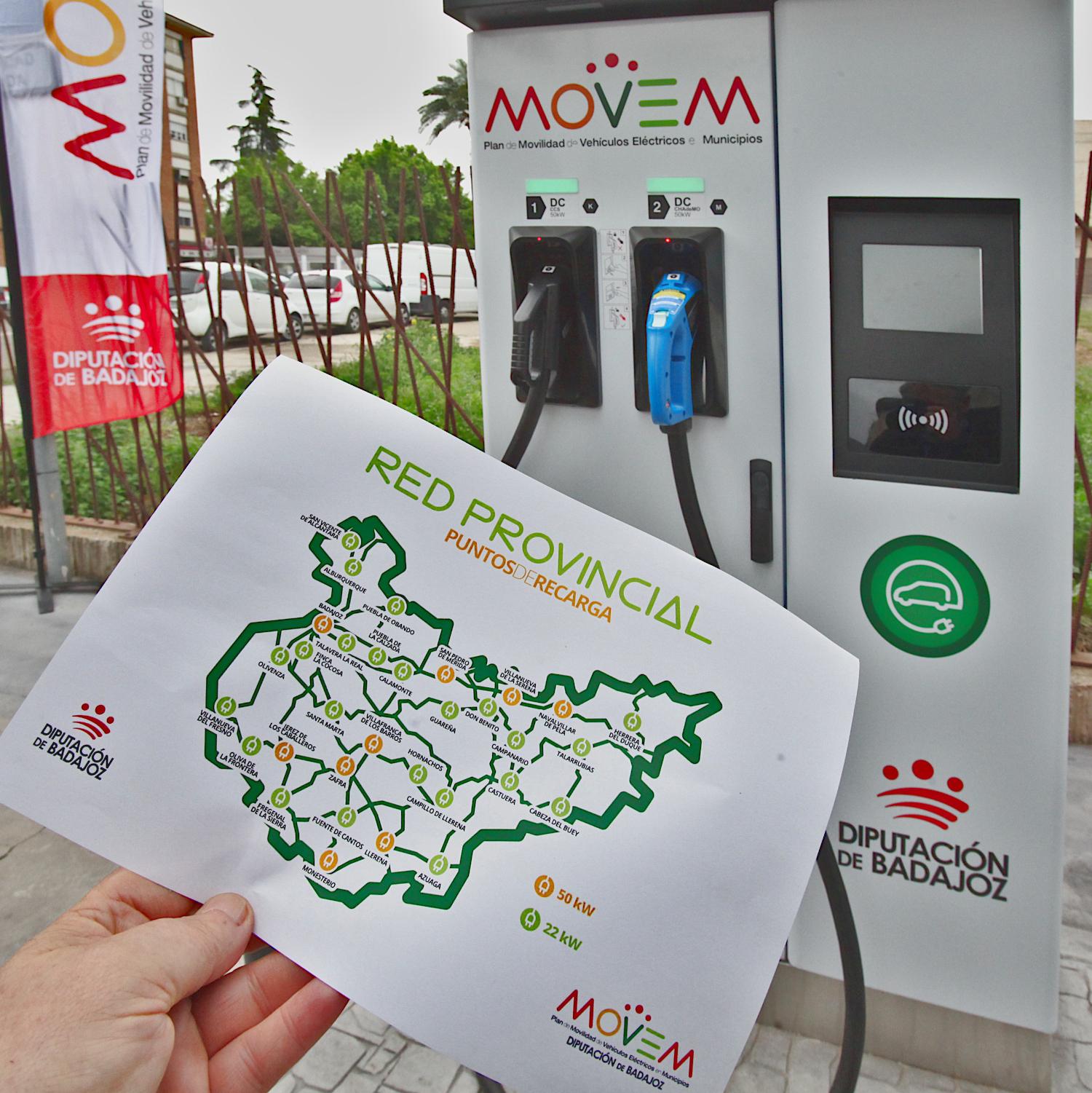 La Diputación de Badajoz inicia los trabajos de ampliación y repotenciación de la red provincial de recarga de vehículos eléctricos